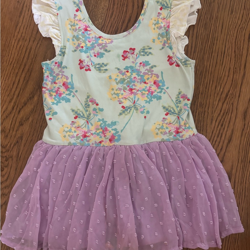 Cheeky Plum Floral Kids Leotard with Lavender Skirt